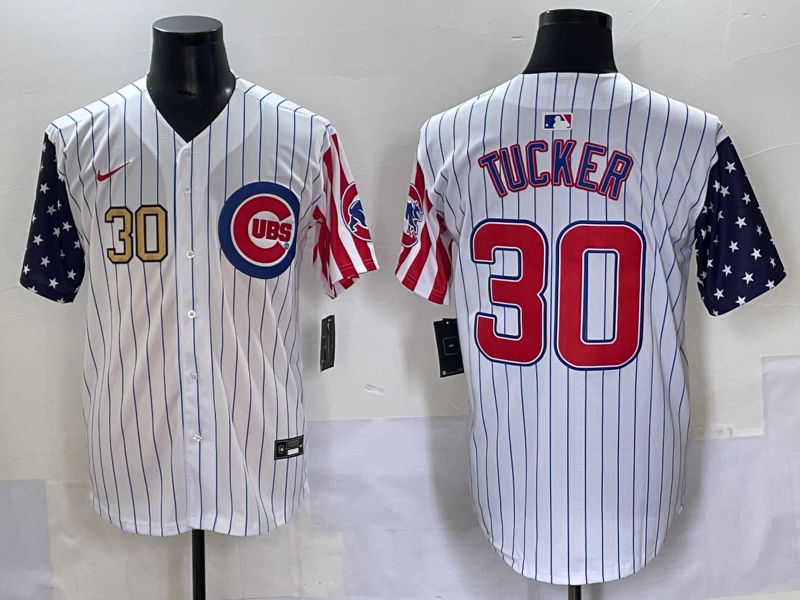 Men 2025 Chicago Cubs #30 Tucker White Stripe a generation of national flags Joint Name Nike MLB Jersey style 2->chicago cubs->MLB Jersey